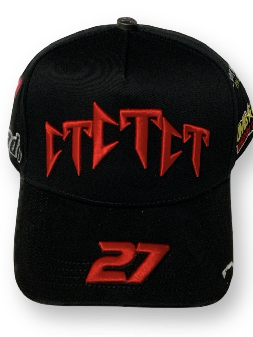 Barbas NASCAR Auto Racing Black/Red Hat #27 Embroidered CTCT Logo, Patches